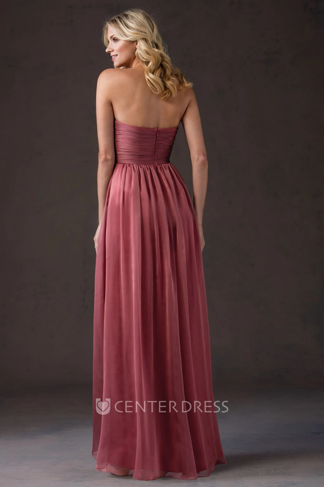 Sweetheart A-Line High-Low Gown With Crisscrossed Ruches