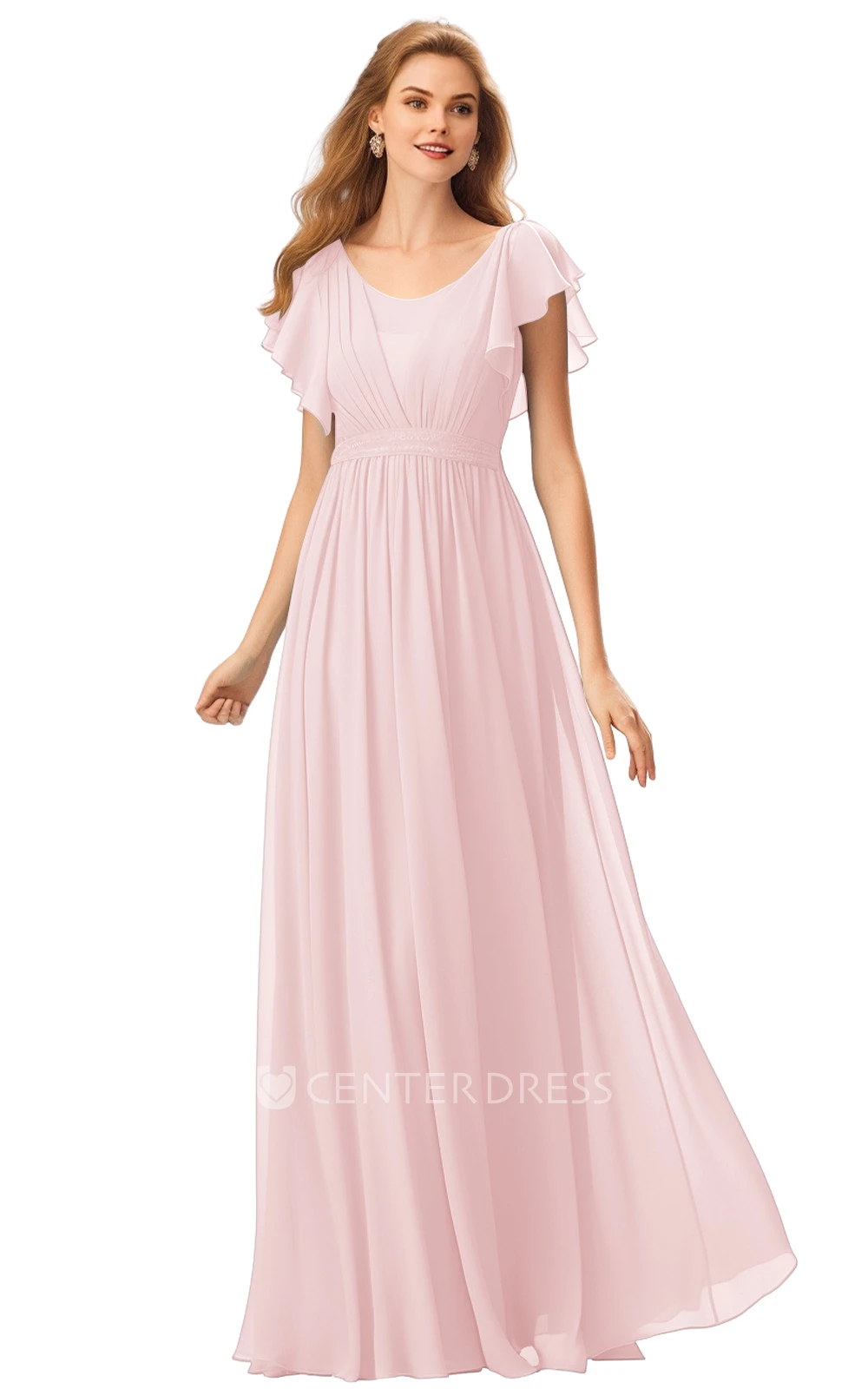 Casual Bateau Neck A-Line Chiffon Bridesmaid Dress 2025 & Women