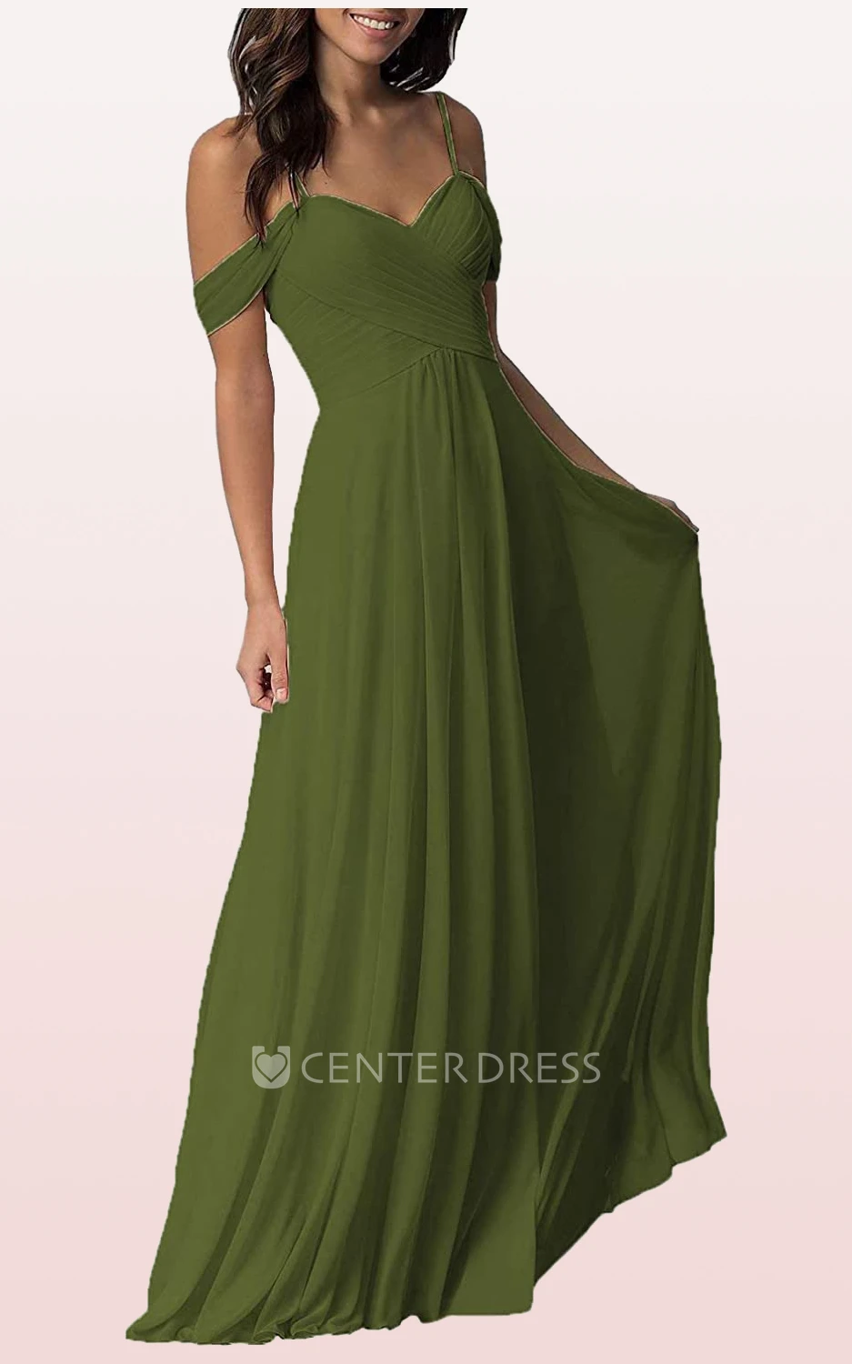 Chiffon Floor-length Off-the-shoulder A Line Sleeveless Bridesmaid Dress With Criss Cross