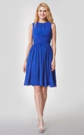 Amazing High-Neck Knee Length Chiffon Dress With Pleats