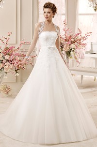 Royal A-line Wedding Gown with Queen-Anna Neck and Illusive Design