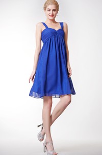 Empire Knee Length Chiffon A-line Dress With Squared Back