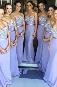 Sexy Sweetheart Sleeveless Mermaid Bridesmaid Dress With Appliques