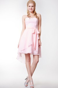 Crisscross Front Sweetheart Chiffon Dress With High Low Style