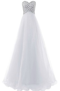 Sweetheart Crystal Stone Long Layered Tulle Dress