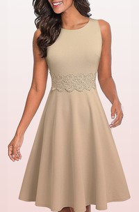 A Line Sleeveless Spandex Modest Elegant Zipper Dress with Appliques and Sash