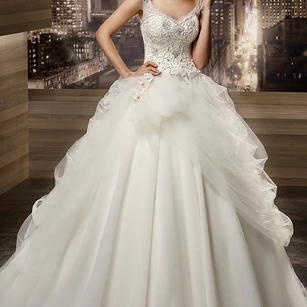 V-neck Floral Cap sleeve Wedding Gown with Lace Corset and Asymmetrical  Ruffles and Lace-up Back - UCenter Dress