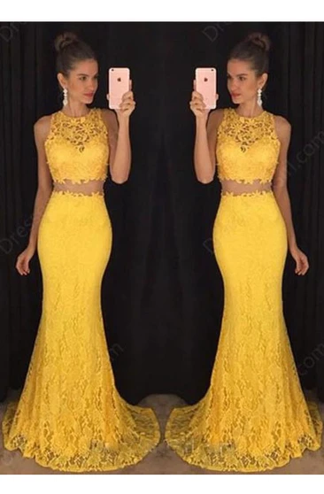 11+ Two Piece Short Two Piece Yellow Homecoming Dresses