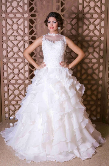 YIPEISHA Womens Sleeveless Beading Ruffled Full Length Evening Wedding Dresses Bridal Gowns 