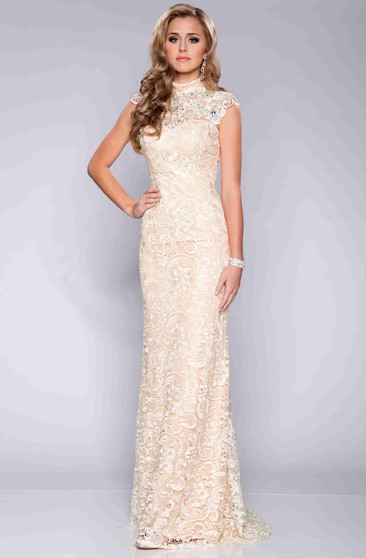 high neck formal gown