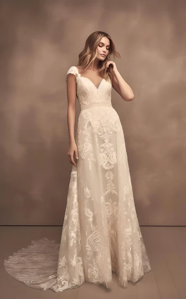 2023 Wedding Dress A-Line Tulle Lace Sleeveless V-neck V Back Simple Elegant