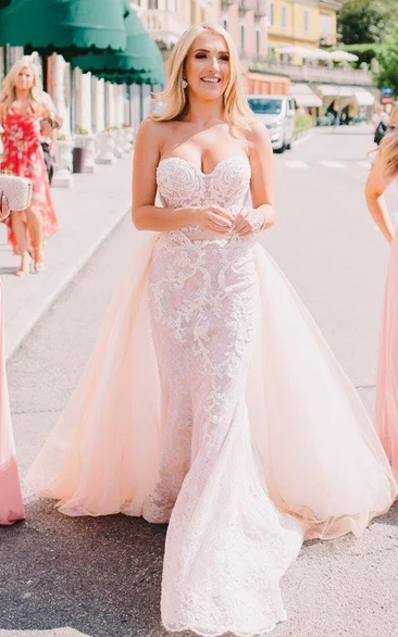 Elegant Mermaid Tulle Sweetheart Wedding Dress with Removable Skirt