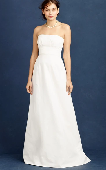 Sheath Strapless Floor-Length Sleeveless Satin Wedding Dress