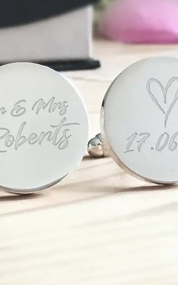 Custom Engraved Bride to Groom Cufflinks