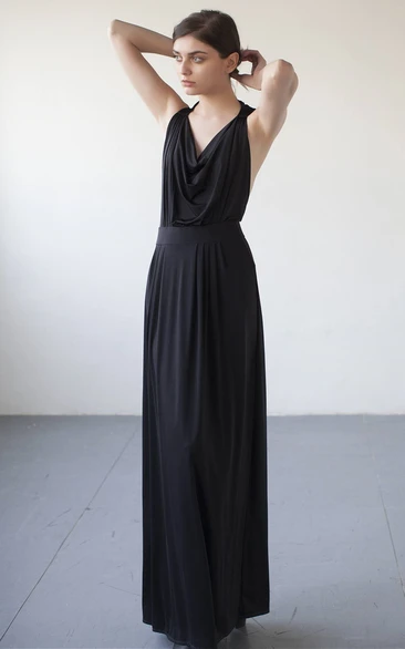 Sleeveless A Line Elegant V-neck Formal Jersey Dress