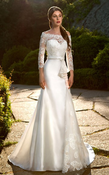 Elegant 3/4 Sleeves Lace Wedding Dress A-Line Bridal Gown Custom Size 4 6 8 10++ 