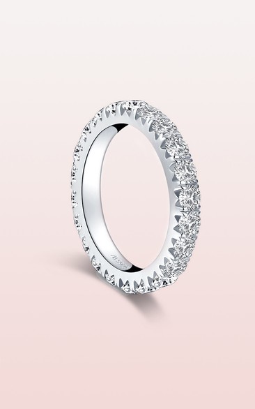 Round Cut Side Stones Rhinestone 925 Silver Wedding Rings