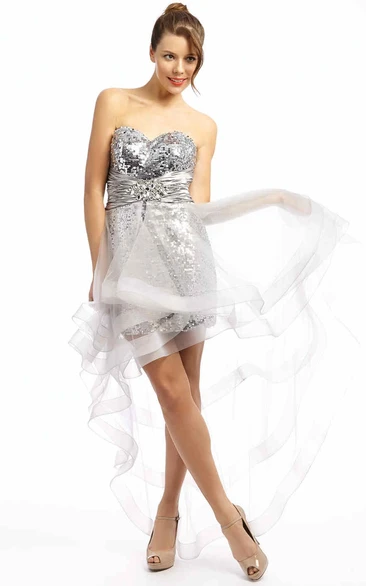 Sequin hearts high low dress sale