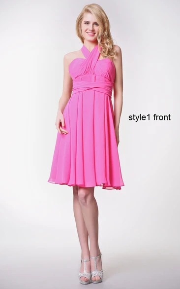 Sweetheart Ruched Short Chiffon Dress With Convertible Straps