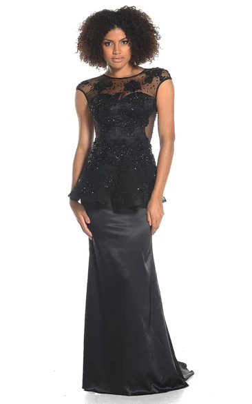 Peplum evening clearance gown with sleeves