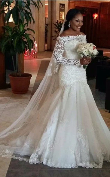 The Shoulder Long Sleeve Wedding Dress ...