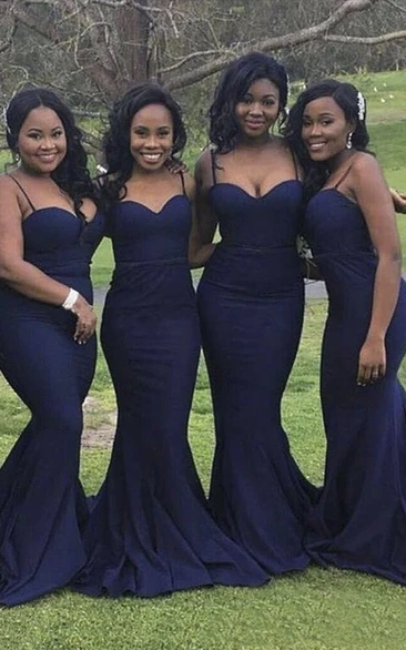 Sexy Mermaid Spaghetti Straps Sweetheart Bridesmaid Dress With Open Back And Ruching