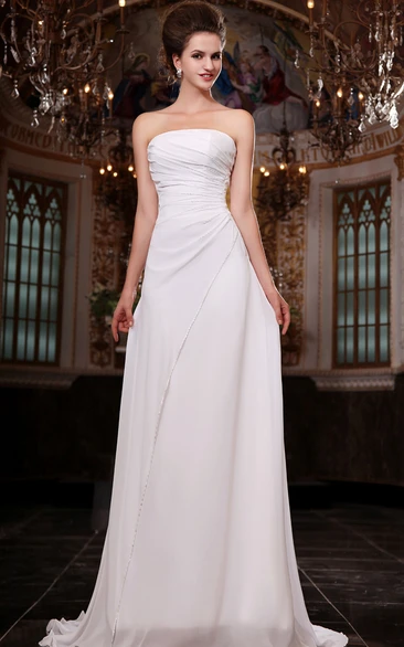 Fabulous Strapless Sleeveless Chiffon Wedding Dress with Ruching