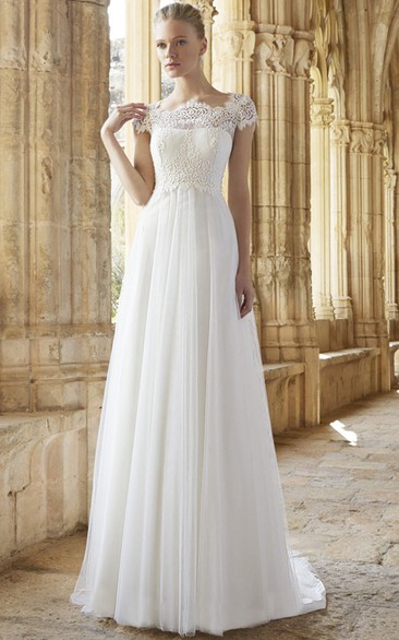 Cap Sleeve Empire Waist Wedding Dress