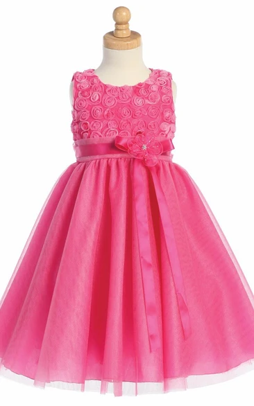 Tiered Embroideried Tulle Flower Girl Dress