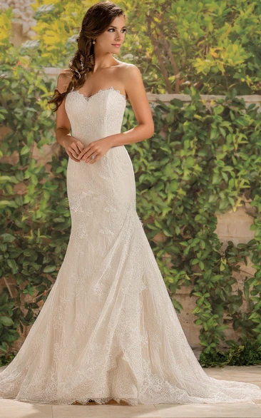 Sweetheart Long Gown With Allover Lace Appliques