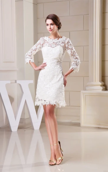 Refined Short A-Line Half Sleeve and Dress With Appliques