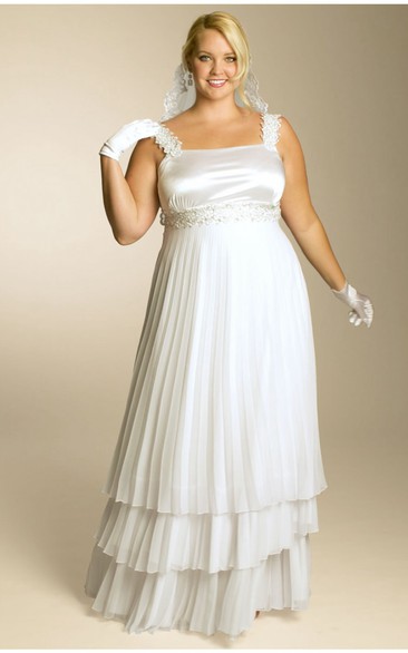 A-line Empire Tiered Dress With Waist Jewellery And Pleats