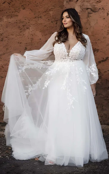 Plus size wedding dresses with long trains best sale