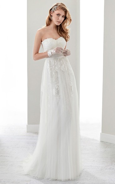 Short Strapless Empire Waist Wedding Dress