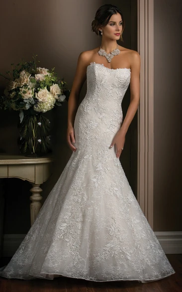 Strapless Trumpet Gown With Allover Lace Appliques
