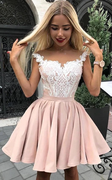 Romantic A Line Taffeta Straps Sweetheart Sleeveless with Appliques Homecoming Dress