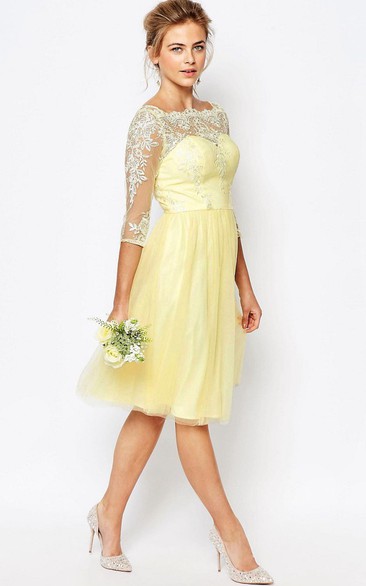 Yellow tea best sale length bridesmaid dresses