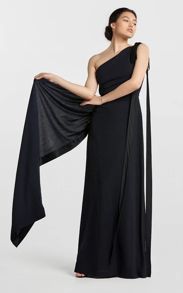 Sheath Sexy One-shoulder Jersey Evening Dress with Sash