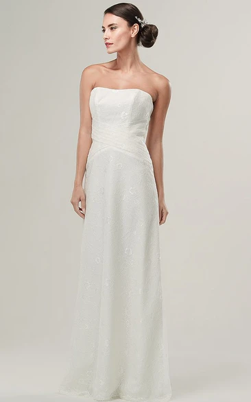 Strapless Floor-Length Sleeveless Lace Wedding Dress