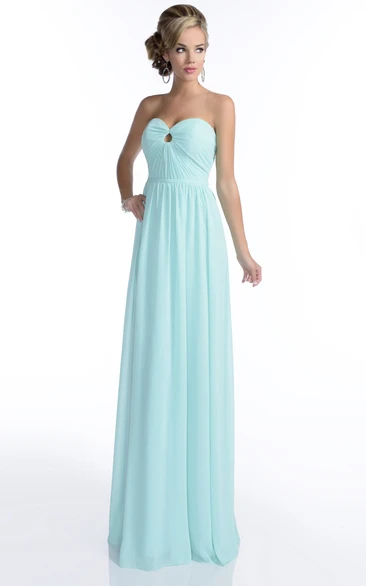Sweetheart Pleated A-Line Chiffon Gown Featuring Keyhole Bust