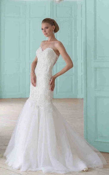 Mermaid Sweetheart Tulle&Lace Wedding Dress With Illusion