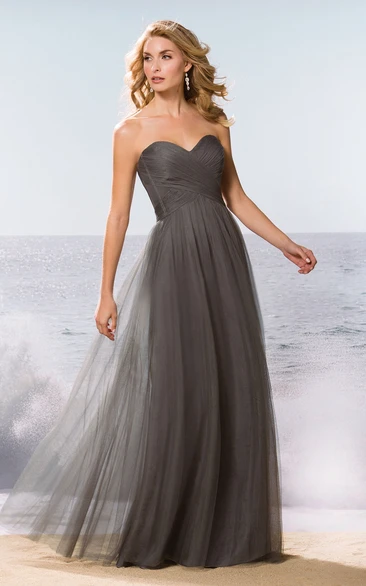 Sweetheart A-Line Tulle Bridesmaid Dress With Crisscross Ruches