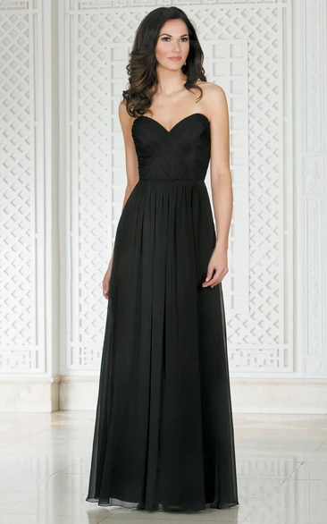 Sweetheart A-Line Floor-Length Bridesmaid Dress With Crisscross Ruches