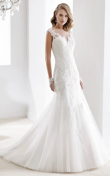 Cap Sleeve Lace Fit And Flare Wedding Dress
