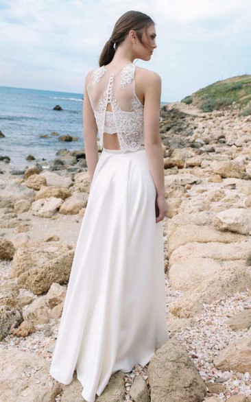 Satin and chiffon outlet wedding dress