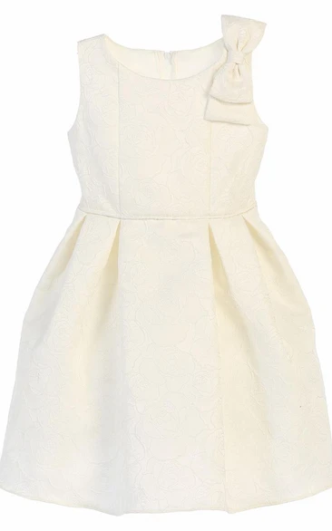 Pleated Tiered Flower Girl Dress With Sash
