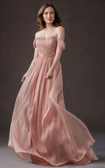 Off-The-Shoulder A-Line Chiffon Bridesmaid Dress With Appliques