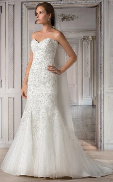 Sweetheart Mermaid Wedding Dress With Beadings And Appliques