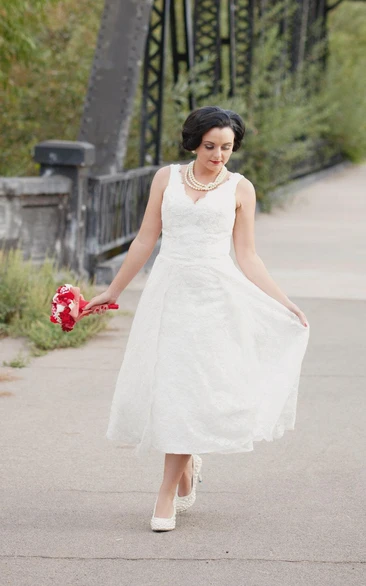 Lace Wedding Tea Length Runaround Sue Dress
