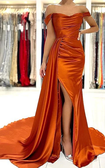 Simple Satin Sleeveless Floor-length A Line Prom Dress with Split Front